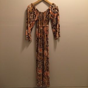 Vintage Wide Leg Paisley Print Jumpsuit