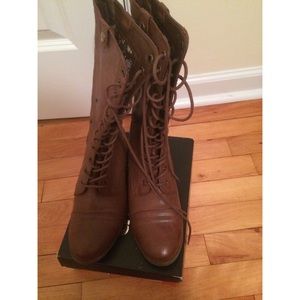 Brown combat boots