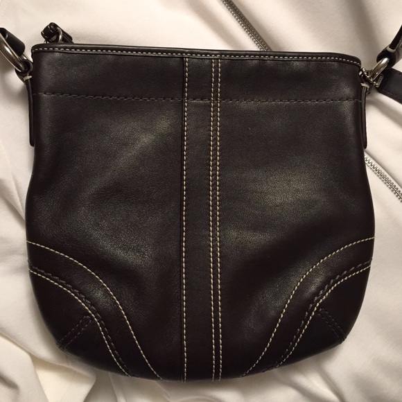 Coach dark brown leather cross-body bag