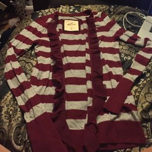Striped hollister cardigan & grey long sleeve shir