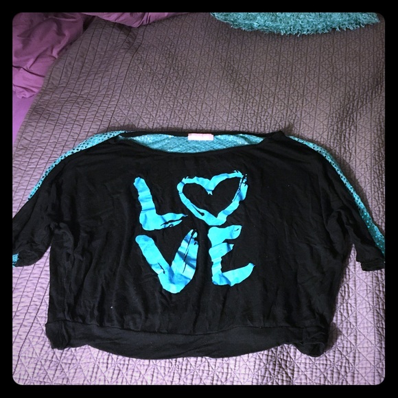 Blue and Black crop shirt
