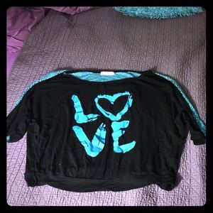 Blue and Black crop shirt
