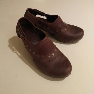 Brown Dansko shoes with Rivets