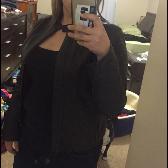 Cole Haan Chocolate Brown Leather Moto Jacket Med - Picture 4 of 4