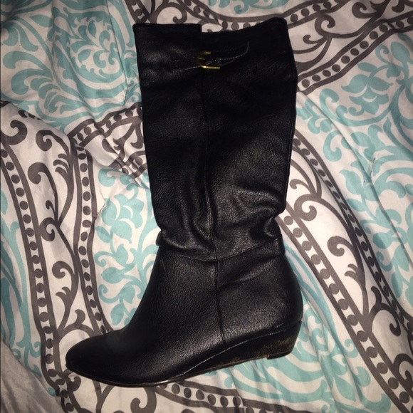 Wet Seal Black Leather Boots.
