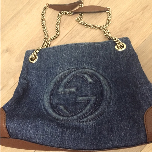 Denim GUCCI bag with chain