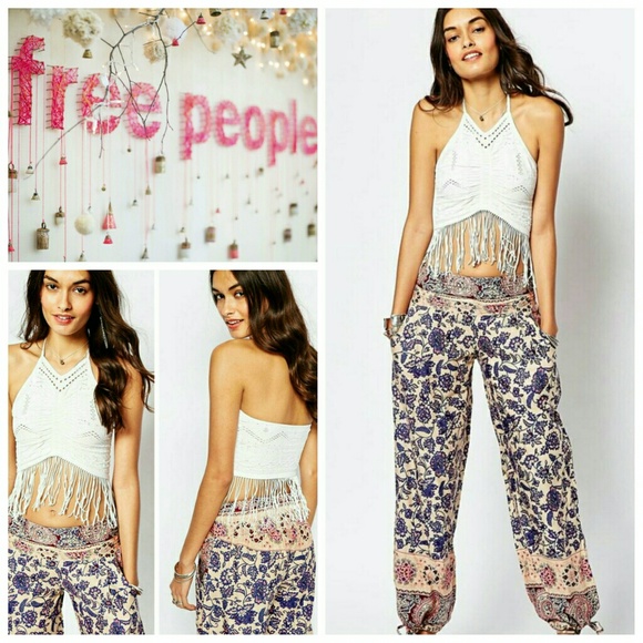 Free People Tops - Free People Fringe Halter Crop Top