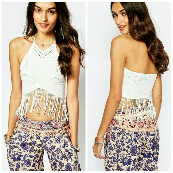 Free People Fringe Halter Crop Top - Picture 2 of 3
