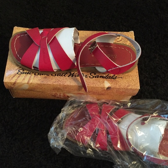Red salt water sandals