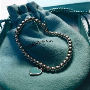Tiffany sterling silver heart bead bracelet