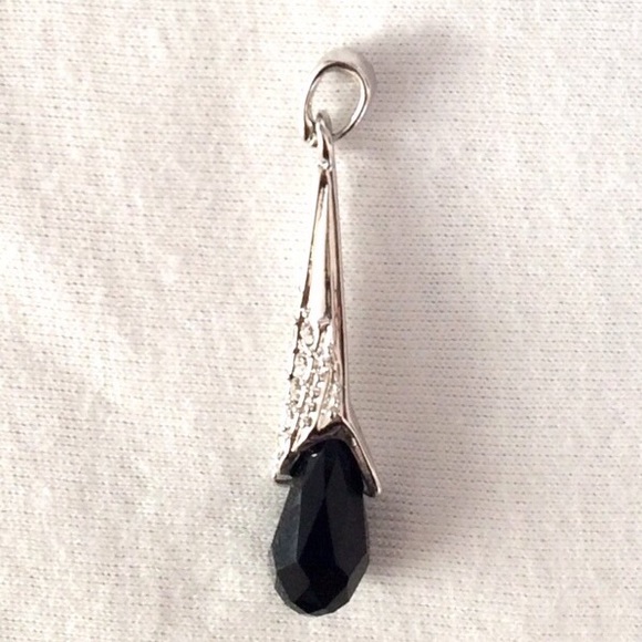 Black with white stones Earrings and Pendant
