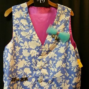 Printed vest with bow reversible