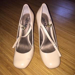 Nude Thick Square High Heels Size 6