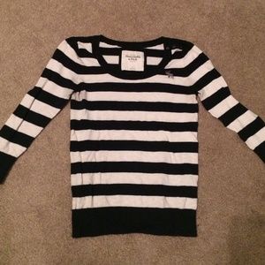 3 quarter length sleeve striped sweater