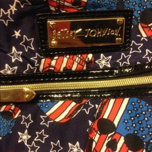 BETSEY JOHNSON red white and blue skull purse