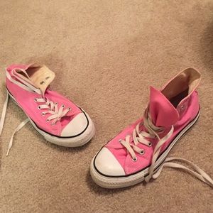 Pink high top converse