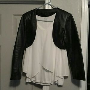 Bolero (cropped) lambskin leather jacket.