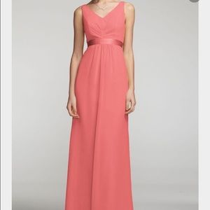 Coral floor length dress with ruffled back