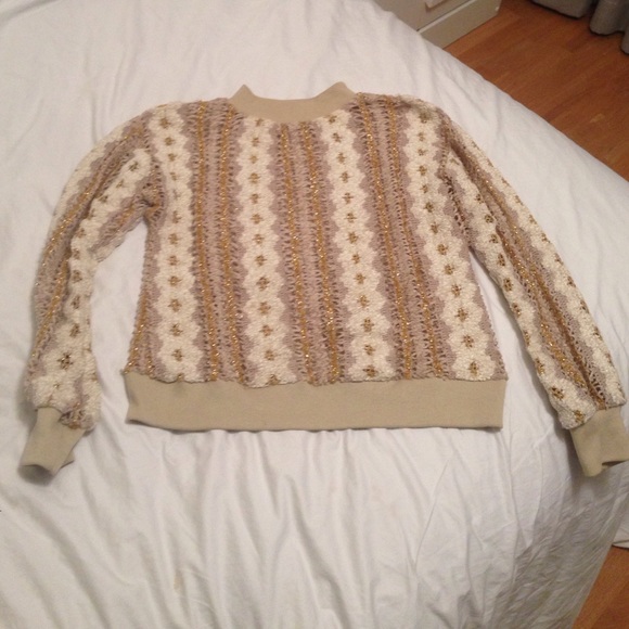 Gold and white sparkly pullover