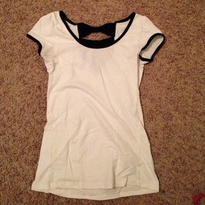 White and black bow shirt