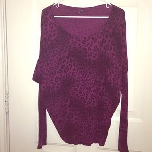 Purple/ violet leopard print batwing sweater