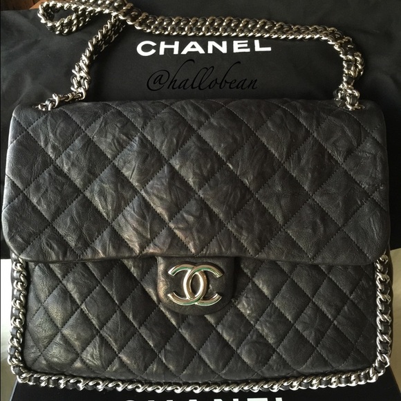 CHANEL Handbags - ❌SOLD❌AUTH Chanel Black Chain Around Maxi Flap