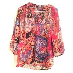 Printed sheer blouse