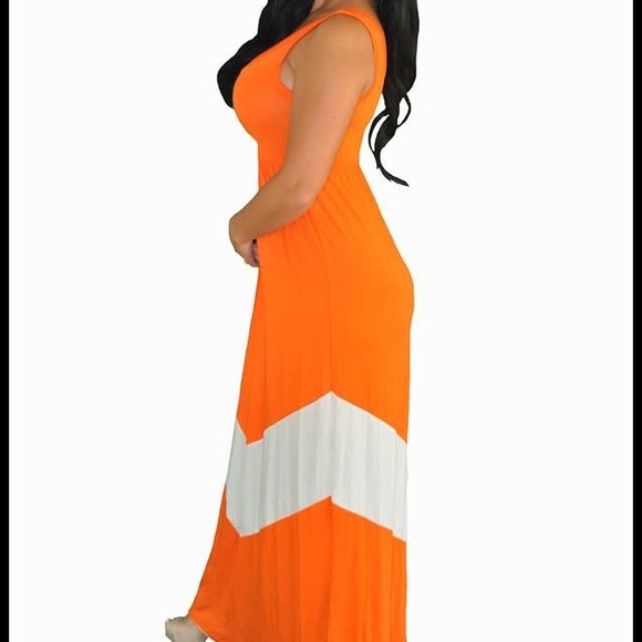 Orange and White chevron dress