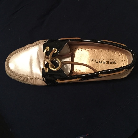 Sperry Patent Leather Black and Gold