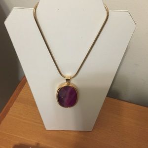 Gold plated necklace with purple stone