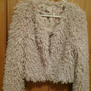 Rare Free People Faux Fur Pink Jacket size 6
