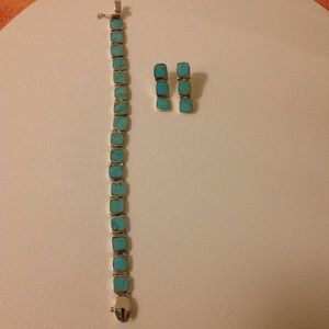 Genuine Turquoise & Sterling Bracelet and Earrings