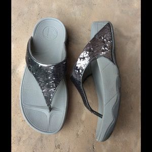 Electra Silver Sequin Fitflop - size 6