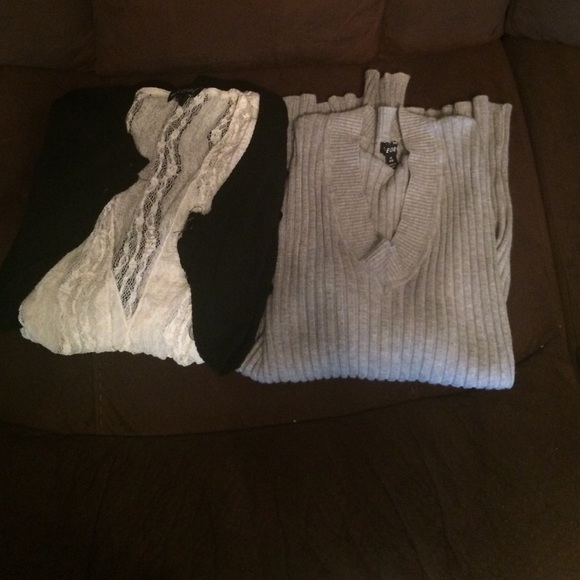 Bundle of 2 sweaters and a dressy top.