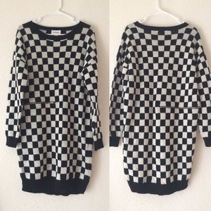 Monki Checkered Zipper Sweater Dress