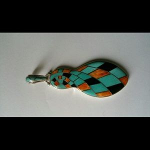 Multi color inlay pendant