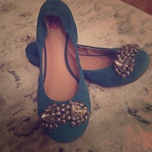 Turquoise/Teal Suede Flats