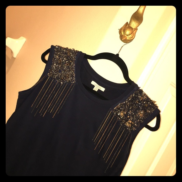 Zara Muscle Tee with Embellished Shoulder