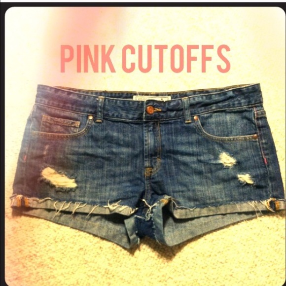 PINK Distressed Cut Offs
