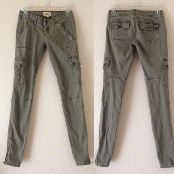 Army Green Cargo Skinny Pants