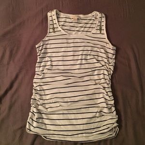 Michael Kors Rouched Sleeveless Striped Top