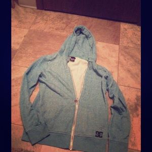 Blue DC hoodie.