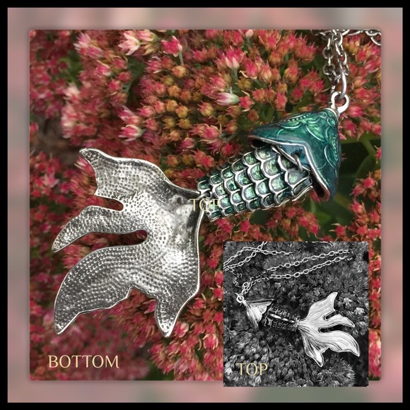 SOLD in BUNDLE Teal Enamel Goldfish Pendant/Chain - Picture 3 of 4