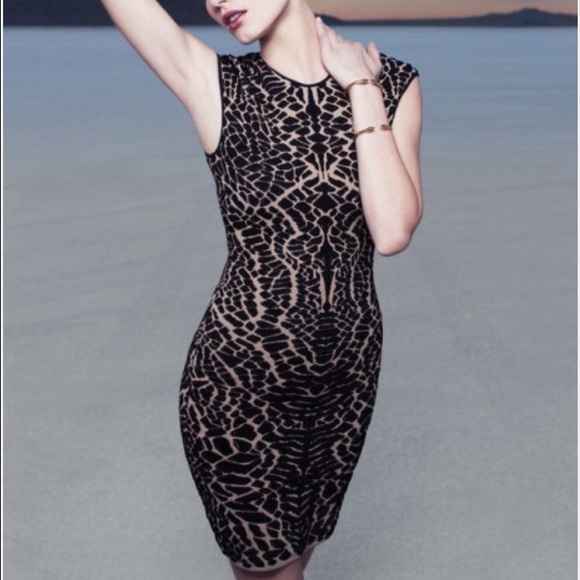 RVN Alligator Bodycon Black Nude dress Small