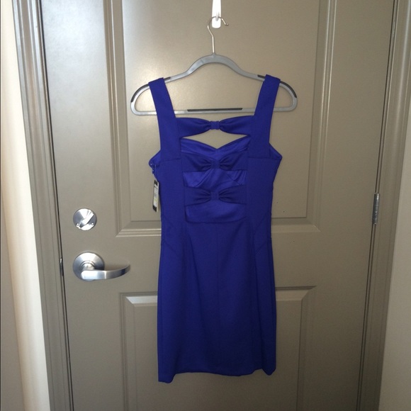 Blue Bodycon Bow Back Dress