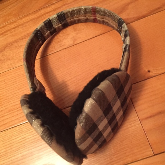 Burberry shearling ear muffs classic tan novacheck - Picture 1 of 4