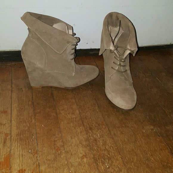 Zara Gray suede wedge bootie