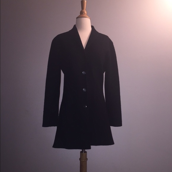 Black Cardigan Sweater, 100% Wool