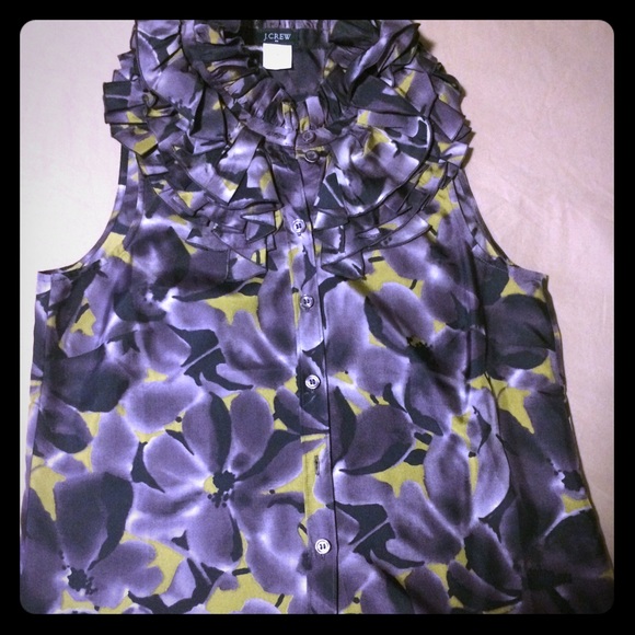 J Crew Silk Ruffle-neck Top