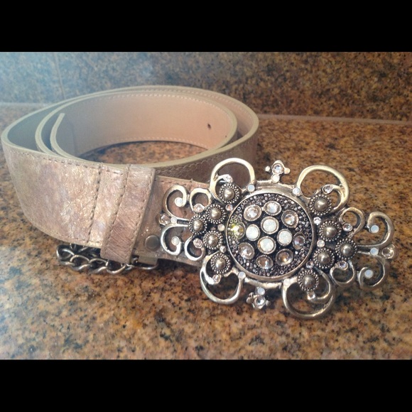 "REAL LEATHER" Leather Rock Belt